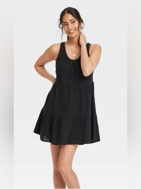 Medium Mini Sundress - Universal Thread Black Scoopneck, Side Pockets